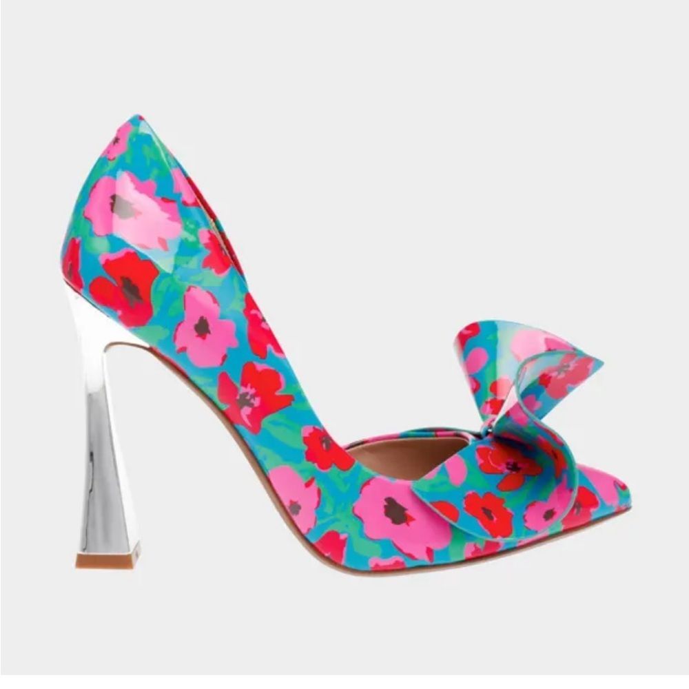 NIB Betsey Johnson Multi Blue‎ Nobble Heels With Bow